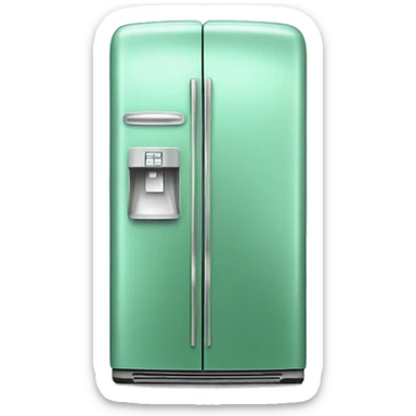 Realistic metallic mint green fridge isolated. sticker