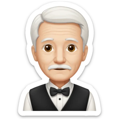ai aik old man with white hair wearing waitor dress sticker