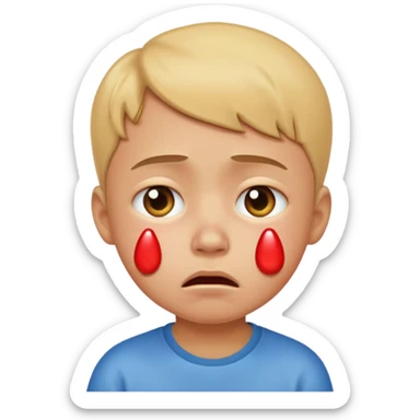 sad child with big tears on face, apple style emoji sticker