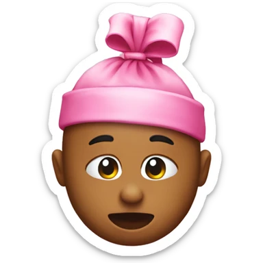 Emoji with a pink robbon on head sticker