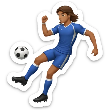 Long Haired Football Players, Male player with long hair kicking ball sticker