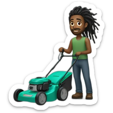 Black man with dreads mowing sticker
