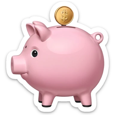 A piggy bank with a coin being inserted, symbolizing company pension savings. Minimalist, clean emoji design. sticker