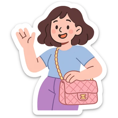 pink Chanel purse, soft colors, cute and trendy, pastel toon style sticker