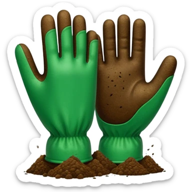 green gloves gardening with dirt sticker