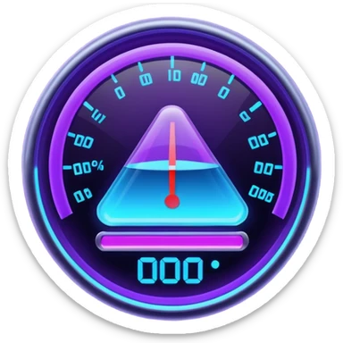 a futuristic percentage meter measuring capacity, neon colors sticker