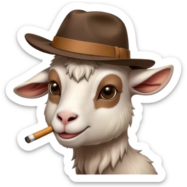 Goat smoking a cigarette wearing a fedora  sticker