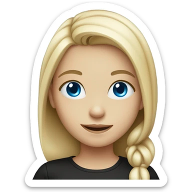 smiling girl in black shirt with blue eyes sticker