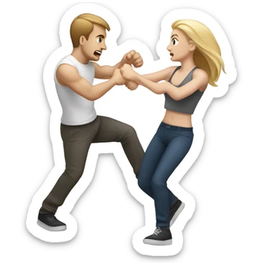 White female and white male fighting sticker