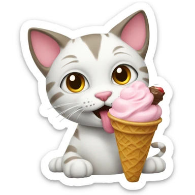 Cat eating ice cream sticker