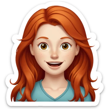 Excited long haired redhead wink sticker