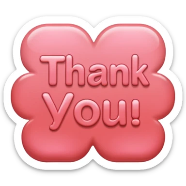 the words thank you in coral pink sticker