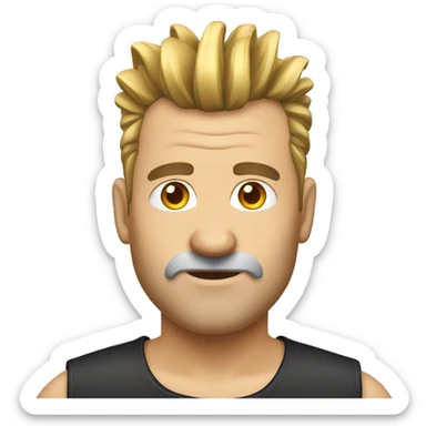 European, golden Mohawk hairstyle, man, middle-aged. sticker