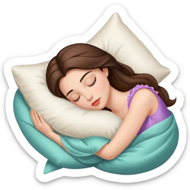 sleeping beauty brunette white girl with a silk pillow sticker