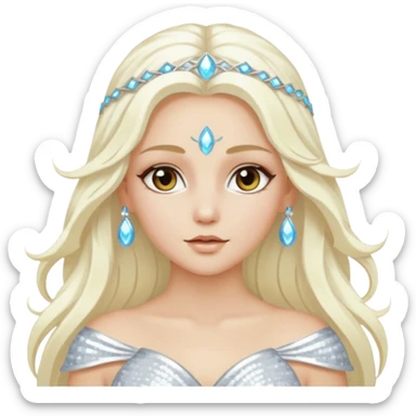 Aura, Goddess of Breeze from Gods and Goddesses with long platinum blonde hair, white sequin outfit sticker