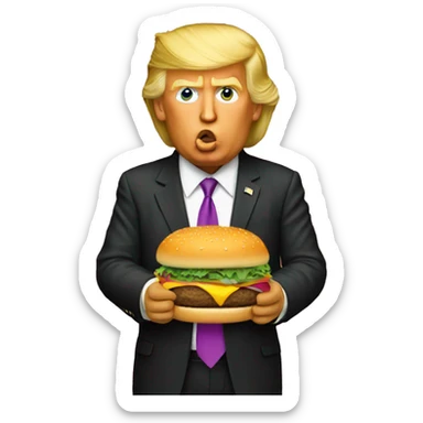 trump eating burger with pride flag sticker