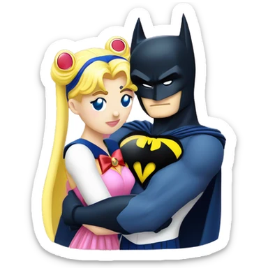 Sailor moon hugs batman sticker