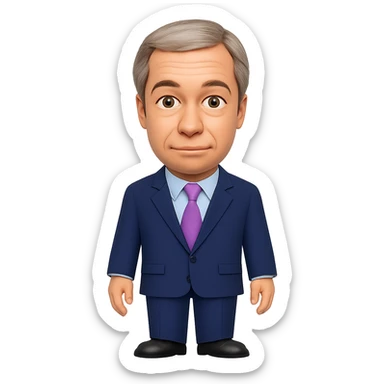 Create a full body figure of Nigel Farage headshot as an emoji with a transparent background. Maintain the style and essence of the original emoji. sticker