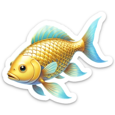 Shimmering golden fish transforming into an omega-3 symbol as it swims toward a luminous brain. Radiant neural pathways extend from the brain, meeting the flowing golden energy from the fish. All elements emit a soft ethereal glow with subtle blue undertones. sticker