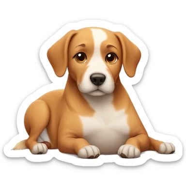 Dog lying on pregnant belly sticker