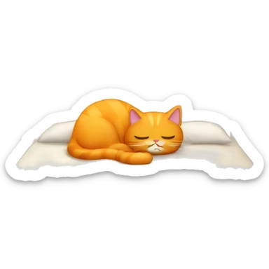 Gato naranja durmiendo sobre una cama de comida sticker