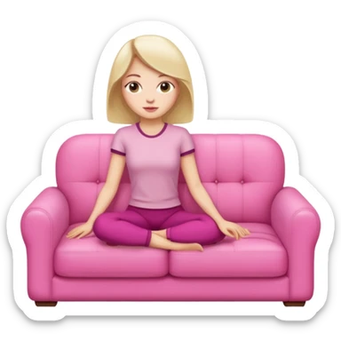 side view of woman sitting on sofa - make sofa pink sticker