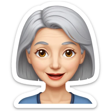 grey haired lady, winking sticker