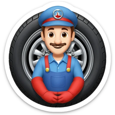 Luigi from Cars, with a tire sticker