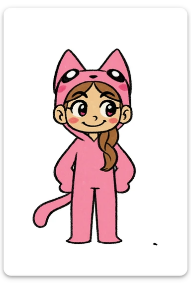 Keep the picture quality and style exactly the same as the reference image. Change the character's expression to proud, maintaining the original style and details. sticker