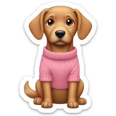 Dog brown blonde wearing pink sweater  sticker
