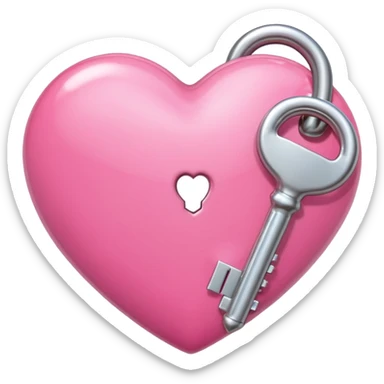 Pink heart with lock and key sticker