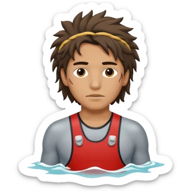 Lifeguard Native American Teenager with messy hair rescuing someone sticker
