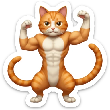 A cat flexing  sticker