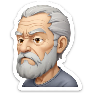 old angry man in profile view with gray hair and long beard sticker