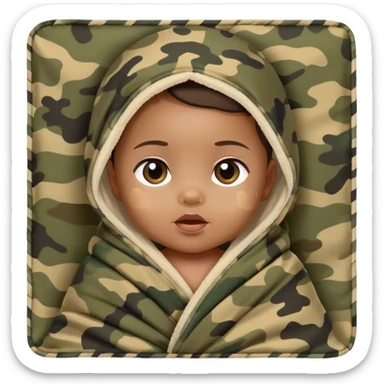 Baby girl wrapped in a camo blanket ￼ sticker