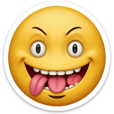 Insane smiley face who’s greedy and has beady tired eyes evil with tongue out  sticker
