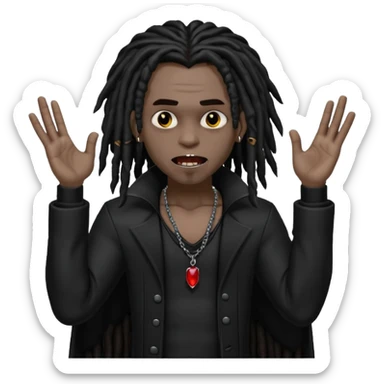 A black vampire with dreads throwing up 900 sticker