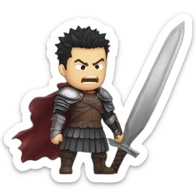 angry berserk guts carrying a huge sword on his shoulder sticker