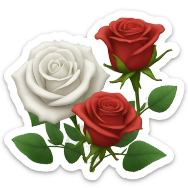 white and red roses  sticker