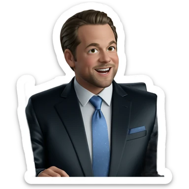 smiling boy in formal attire sticker