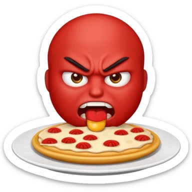 Angry emoji that’s eating a lot of food sticker