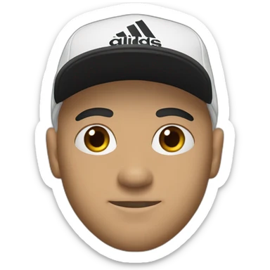 man with a black adidas cap with white logo sticker
