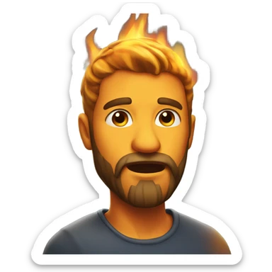 realistic male with beard breathing fire sticker