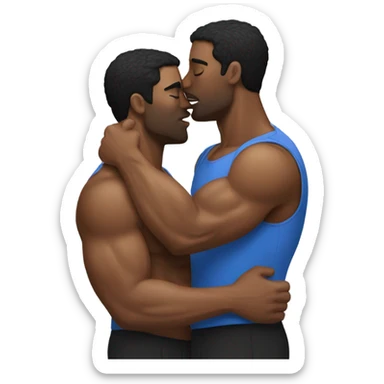 Two muscly men kissing sticker