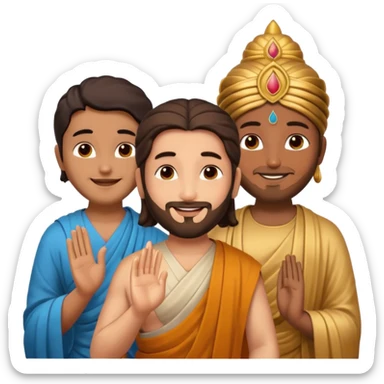 create an emoji of Jesus Budha and Krishna together sticker