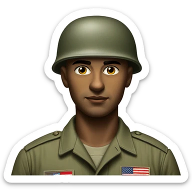 photorealistic serious us soldier 1960s sticker