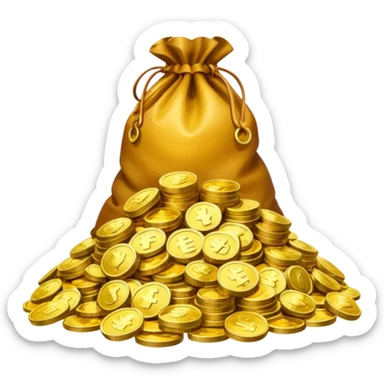 mountain of money with bags of money sticker
