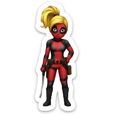lady deadpool with a high yellow pony tail sticker