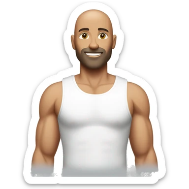 Man with white tank top and red shorts bald sticker