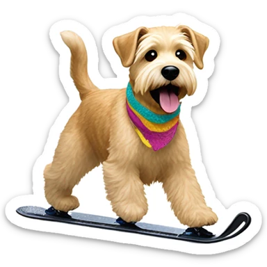 Wheaten terrier ice skating sticker